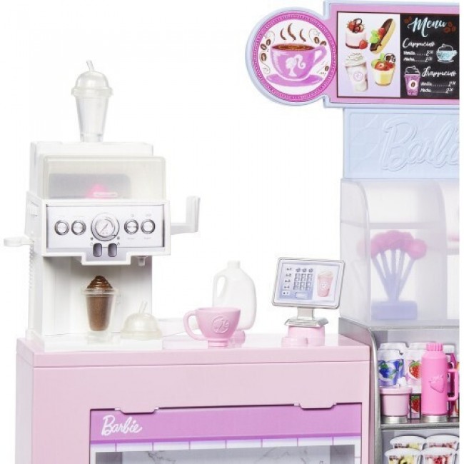 BARBIE COFFEE SHOP PLEYSETME ΞΑΝΘΙΑ ΚΟΥΚΛΑ 12 + ΑΞΕΣΟΥΑΡ  ΚΑΙ ΚΑΦΕΤΙΕΡΑ -SMOYTHIE