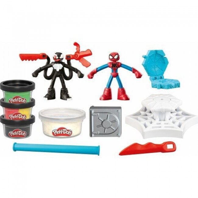 PLAY DOH SPIDERMAN LAUNCH AND SLICE BATTLE