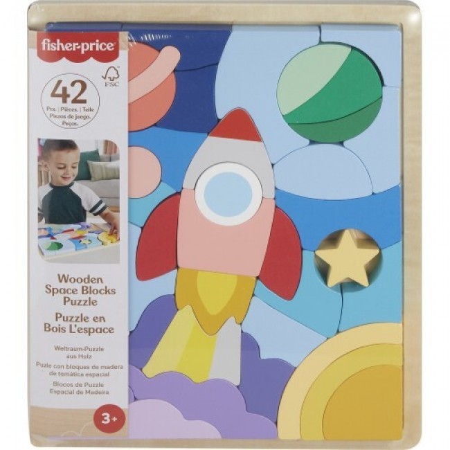 FISHER PRICE ΞΥΛΙΝΟ ΠΑΖΛ 42 τεμ. ΔΙΑΣΤΗΜΑ (HXY42)