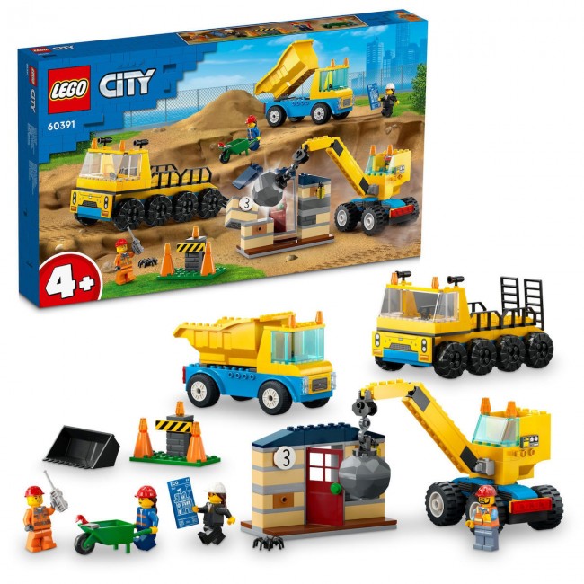 LEGO CITY CONSTRUCTION TRUCKS AND WRECKING BALL CRANE