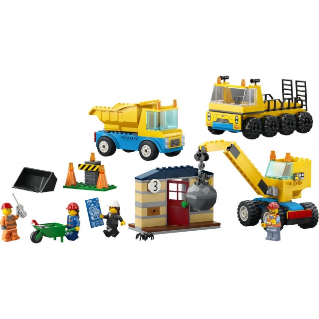 LEGO CITY CONSTRUCTION TRUCKS AND WRECKING BALL CRANE